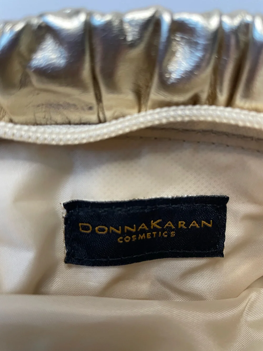 NWOT Donna Karan Metallic Gold Ruched Clutch - Picture 3 of 4